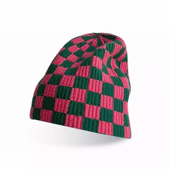Knit Checkered Beanie - Picture 3 of 4